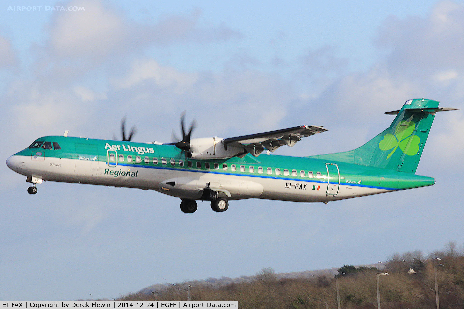 EI-FAX, 2013 ATR 72-600 (72-212A) C/N 1129, ATR 72-600, Aer Lingus Regional, operated by Stobart Air, previously F-WWER, callsign Stobart 91CW, seen departing runway 30 at EGFF, en-route to  Dublin.
