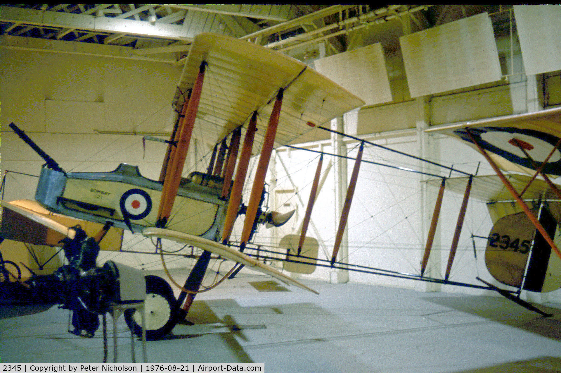 2345, 1966 Vickers FB.5 Gunbus (Replica) C/N FB5, Vickers FB.5 Gunbus on display at the Royal Air Force Museum Hendon in August 1976.