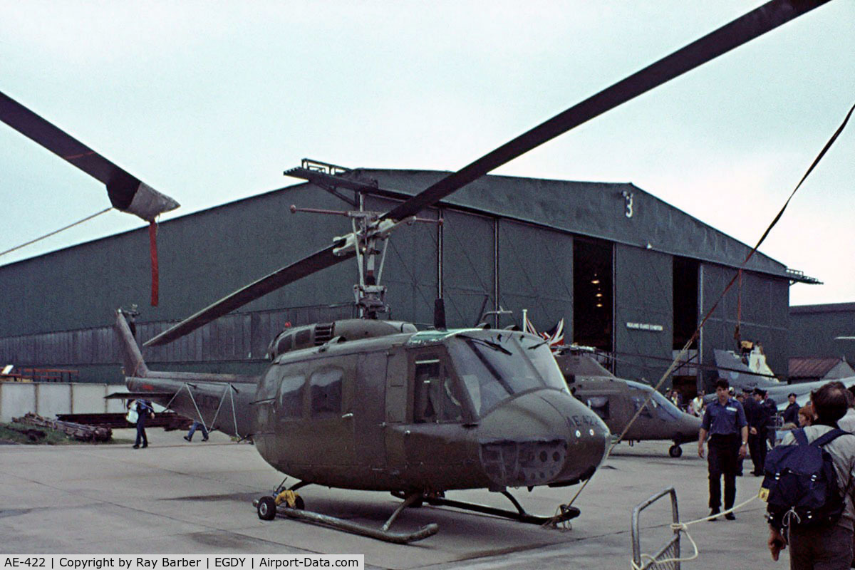 AE-422, Bell UH-1H Iroquois C/N 13844, Bell UH-1H Iroquois [13844] (Argentine Air Force) RNAS Yeovilton~G 31/07/1982. From a slide.