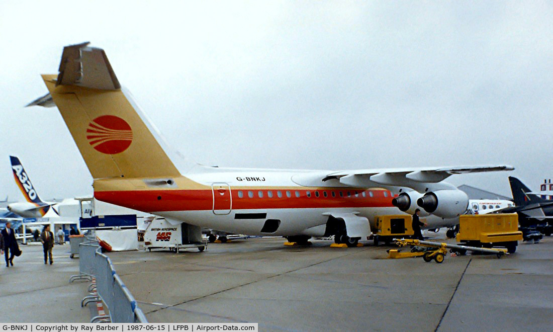 G-BNKJ, 1987 British Aerospace BAe.146-200 C/N E2069, British Aerospace BAe 146-200 [E2069] (British Aerospace) Paris-Le Bourget~F 15/06/1987