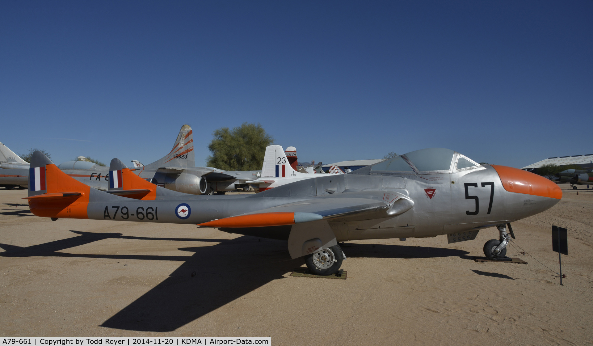 A79-661, De Havilland Australia DH-115 Vampire T.35 C/N DHA4183, On display at the Pima Air and Space Museum