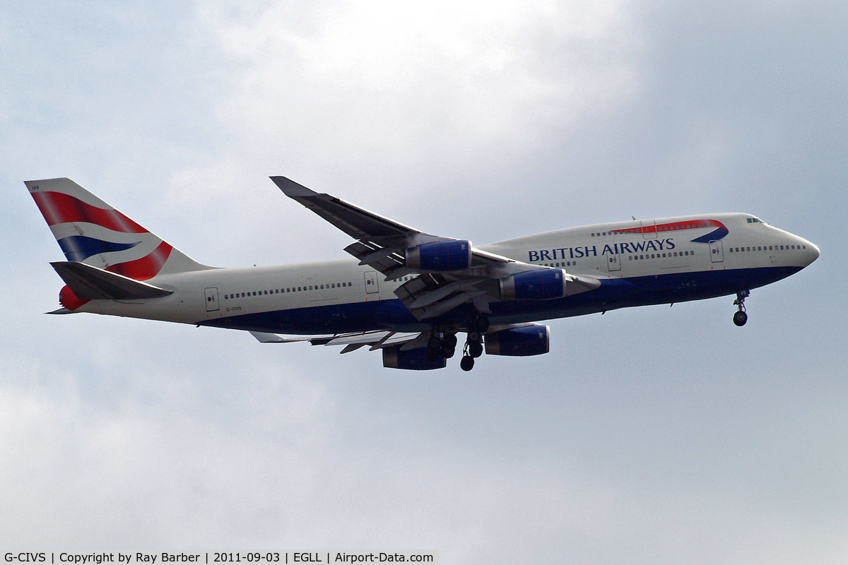 G-CIVS, 1998 Boeing 747-436 C/N 28851, Boeing 747-436 [28851] (British Airways) Home~G 03/09/2011. On approach 27L.