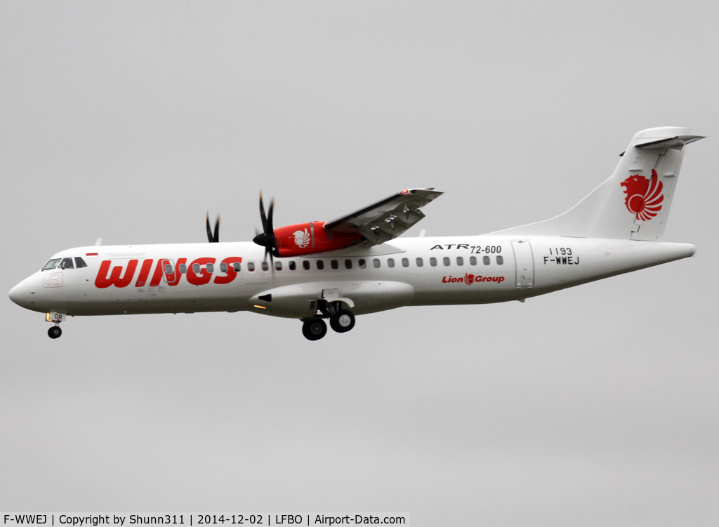 F-WWEJ, 2014 ATR 72-600 (72-212A) C/N 1193, C/n 1193 - To be PK-WGR