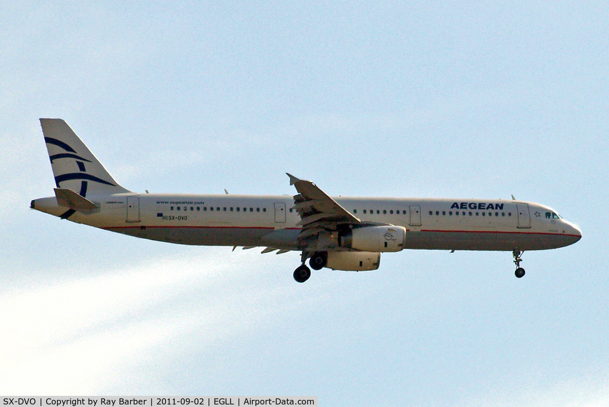 SX-DVO, 2008 Airbus A321-231 C/N 3462, Airbus A321-232 [3462] (Aegean Airlines) Home~G 02/09/2011. On approach 27L.