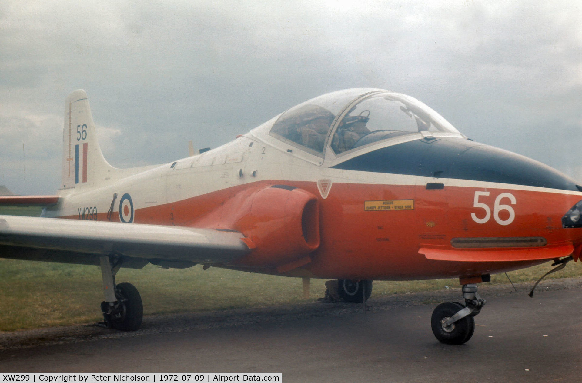 XW299, 1969 BAC 84 Jet Provost T.5A C/N EEP/JP/963, Another view of this Jet Provost T.5 of No.1 Flying Training School on display at the 1972 RAF Topcliffe Open Day.