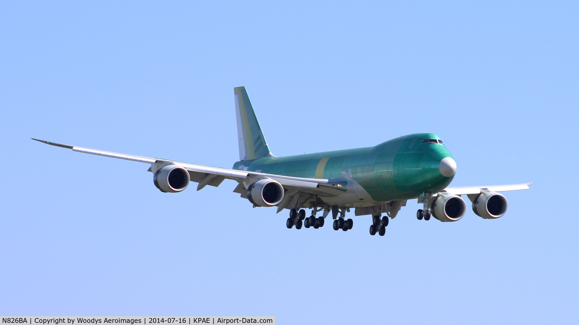 N826BA, 2014 Boeing 747-83QF C/N 60118, Arriving on 16R after a test flight.