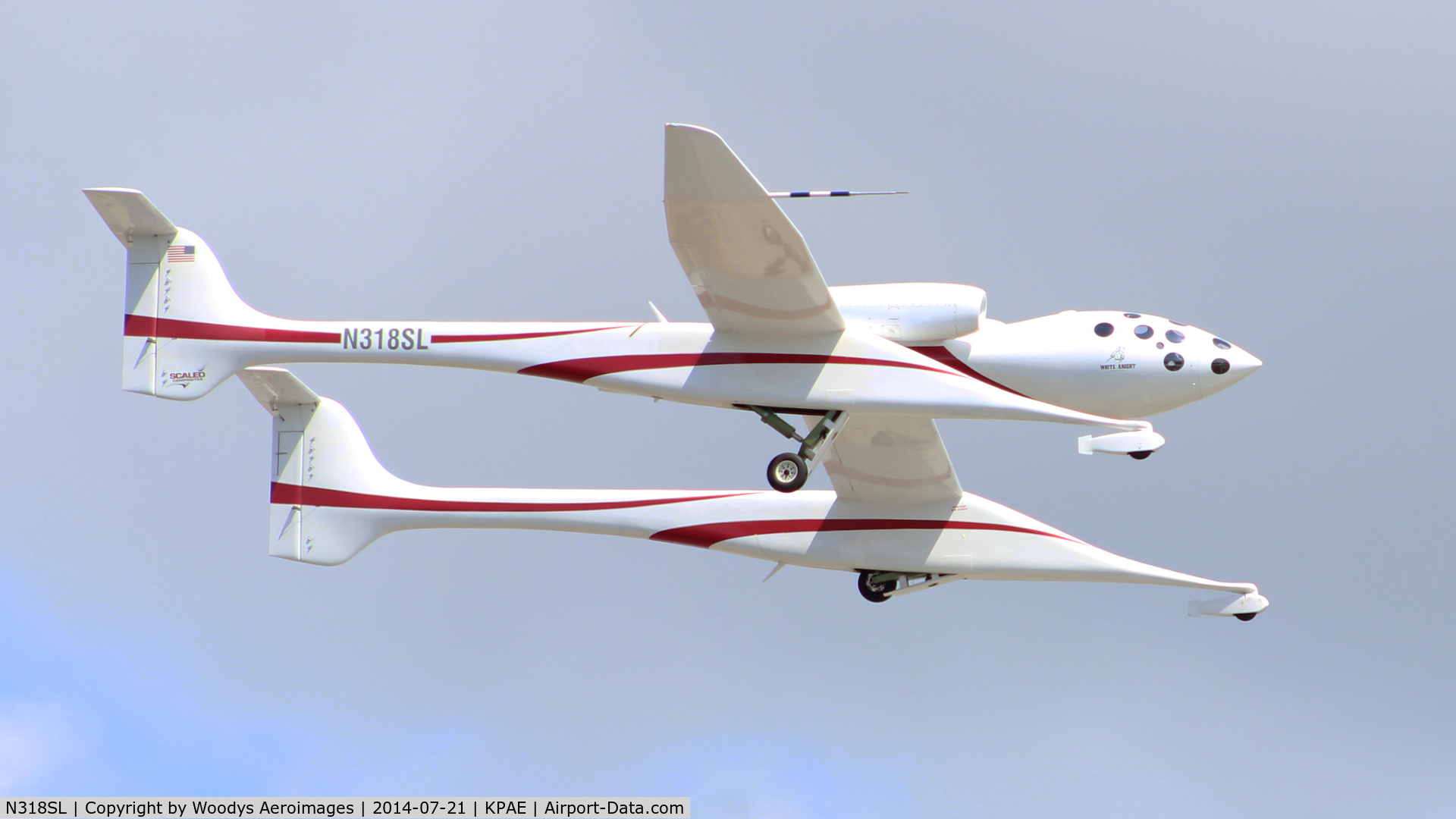 N318SL, 2002 Scaled Composites 318 C/N 001, Flying over KPAE on it's final flight