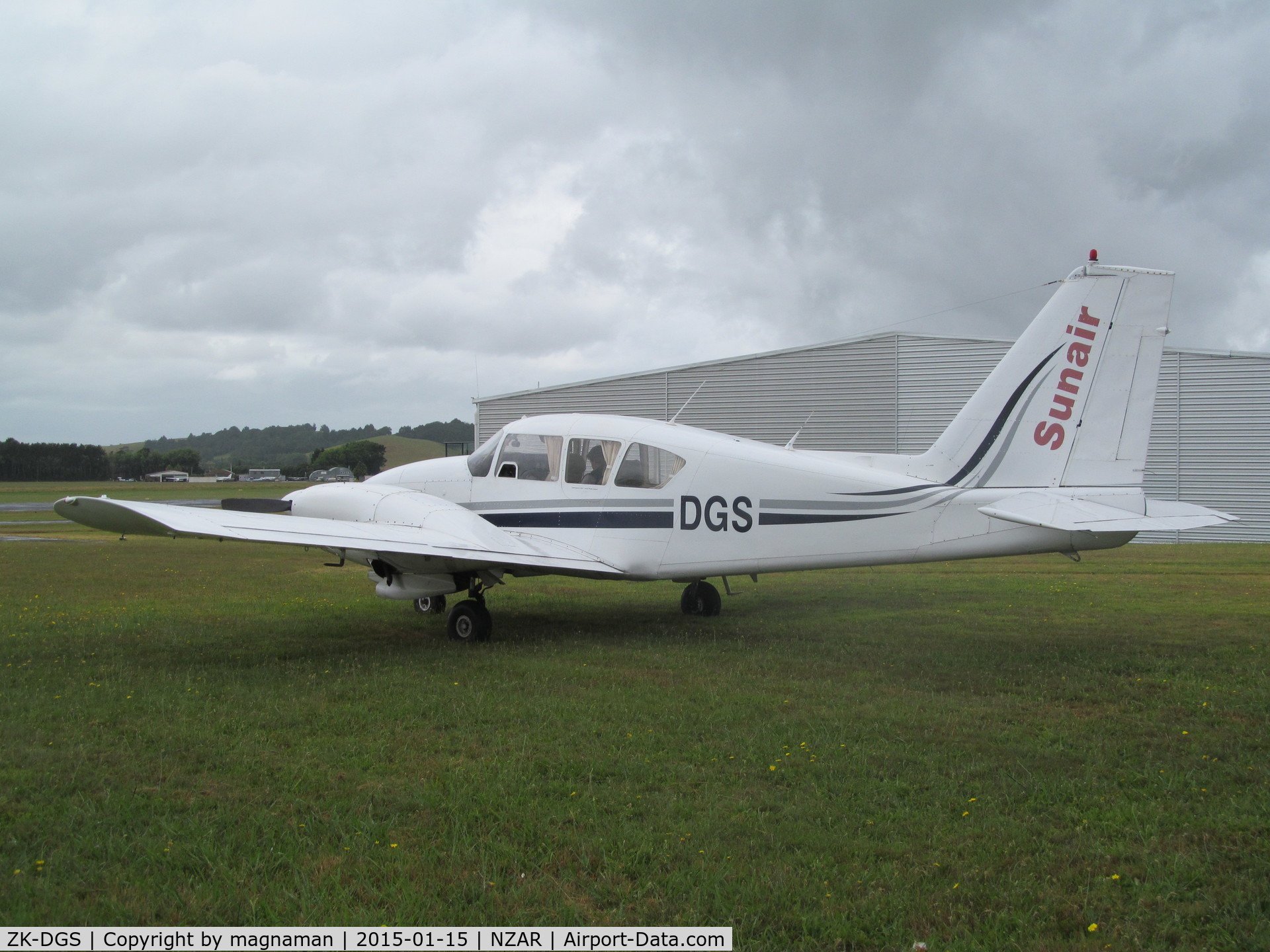 ZK-DGS, Piper PA-23-250 C/N 27-7304959, on grass at ardmore