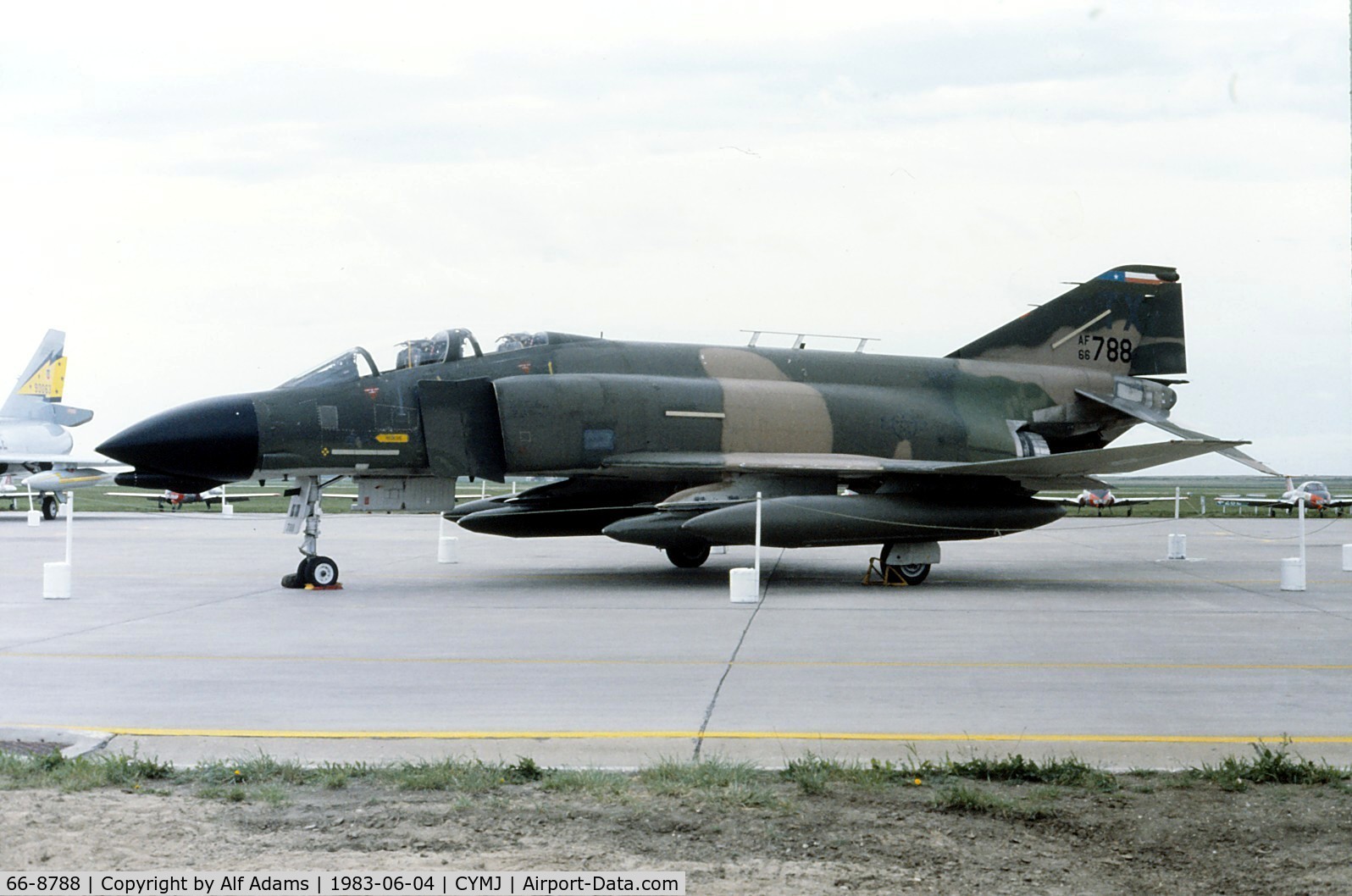 66-8788, 1966 McDonnell F-4D Phantom II C/N 2669, Photo shows F-4D 66-8788 in 1983 when it was on display at the Saskatchewan Airshow at Canadian Forces Base Moose Jaw, Saskatchewan, Canada.