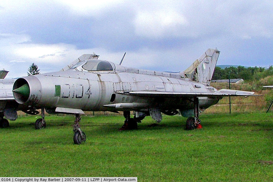 0104, Mikoyan-Gurevich MiG-21F-13 C/N 460104, Mikoyan-Gurevich MiG-21F-13 Fishbed [460104] (Slovak Air Force) Piestany~OM 11/09/2007. Still in Czech Air Force marks.