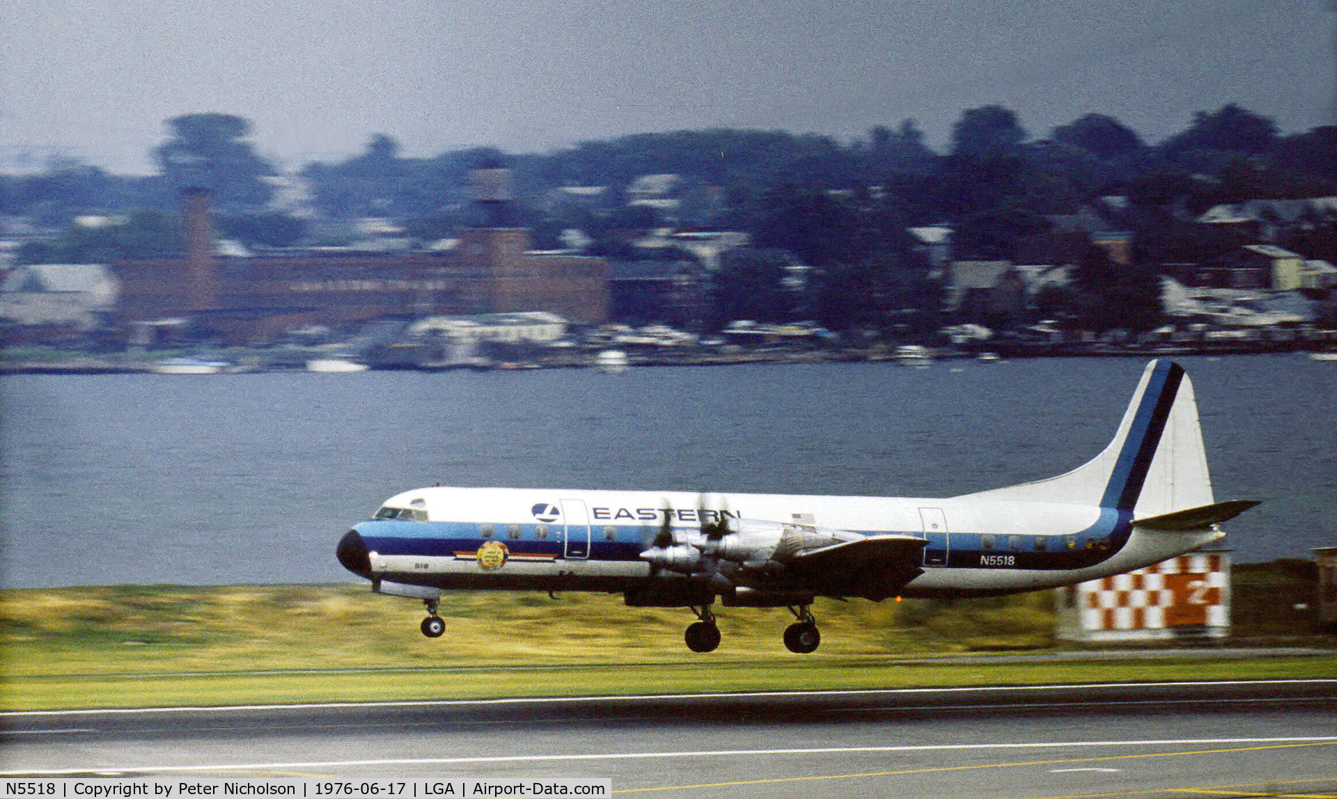 N5518, 1958 Lockheed L-188A Electra C/N 1026, Eastern Airlines Electra as seen at La Guardia in the Summer of 1976.
