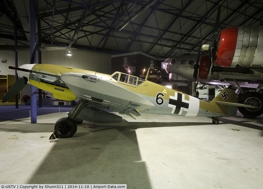 G-USTV, 1942 Messerschmitt Bf-109G-2/Trop C/N 10639, Preserved inside London - RAF Hendon Museum