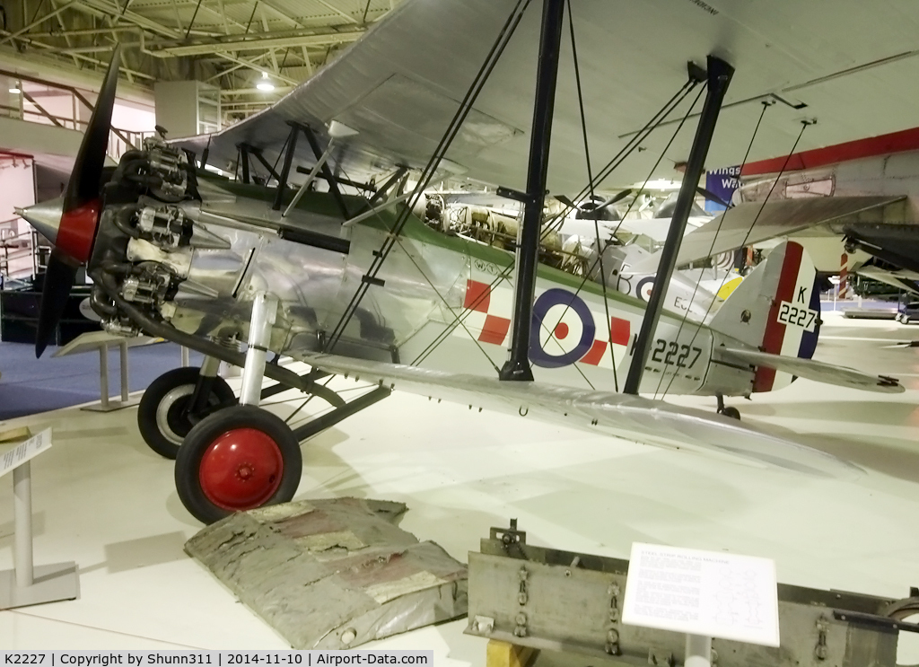 K2227, Bristol 105 Bulldog Mk.2A C/N 7446, Preserved inside London - RAF Hendon Museum