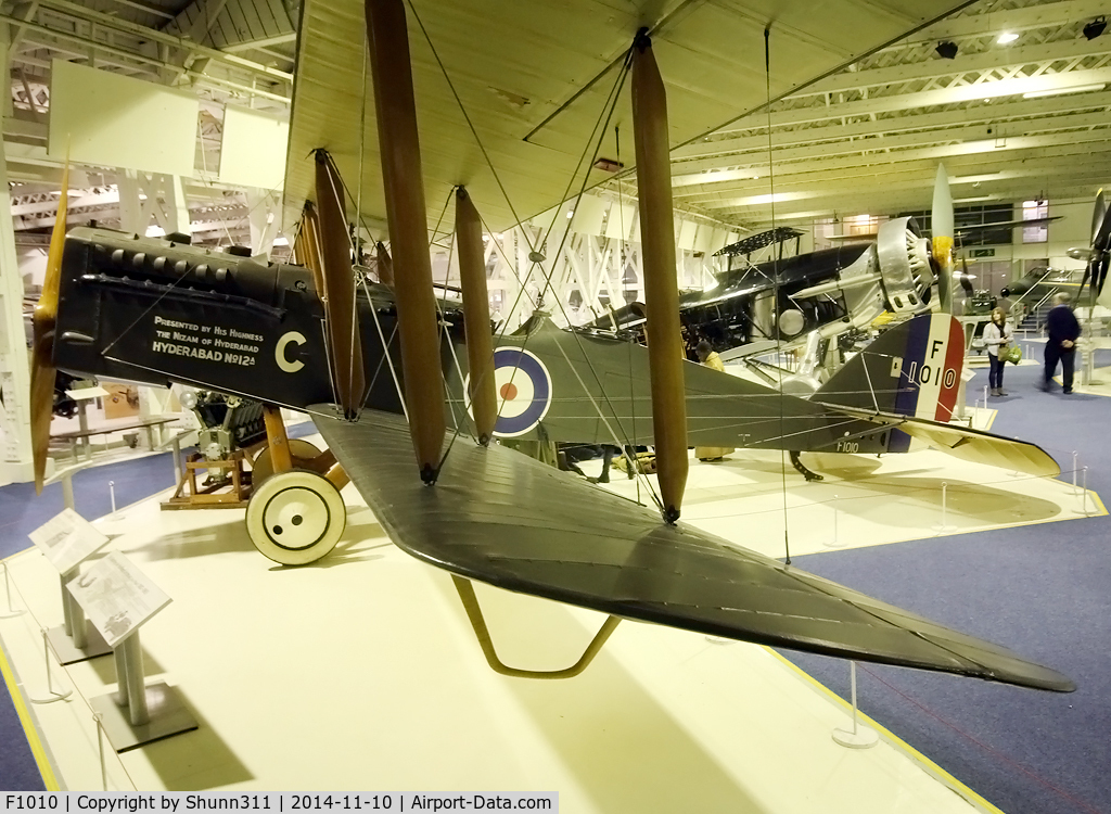 F1010, De Havilland DH-9A C/N WA8459AMA, Preserved inside London - RAF Hendon Museum