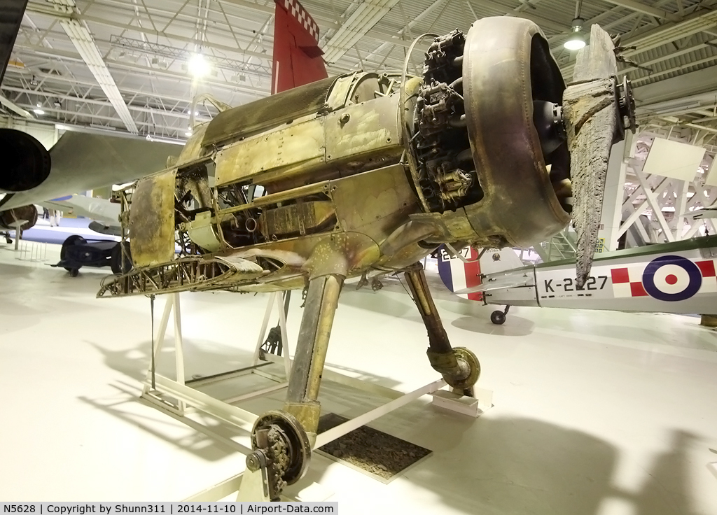 N5628, 1939 Gloster Gladiator Mk2 C/N Not found N5628, Wreck preserved inside London - RAF Hendon Museum