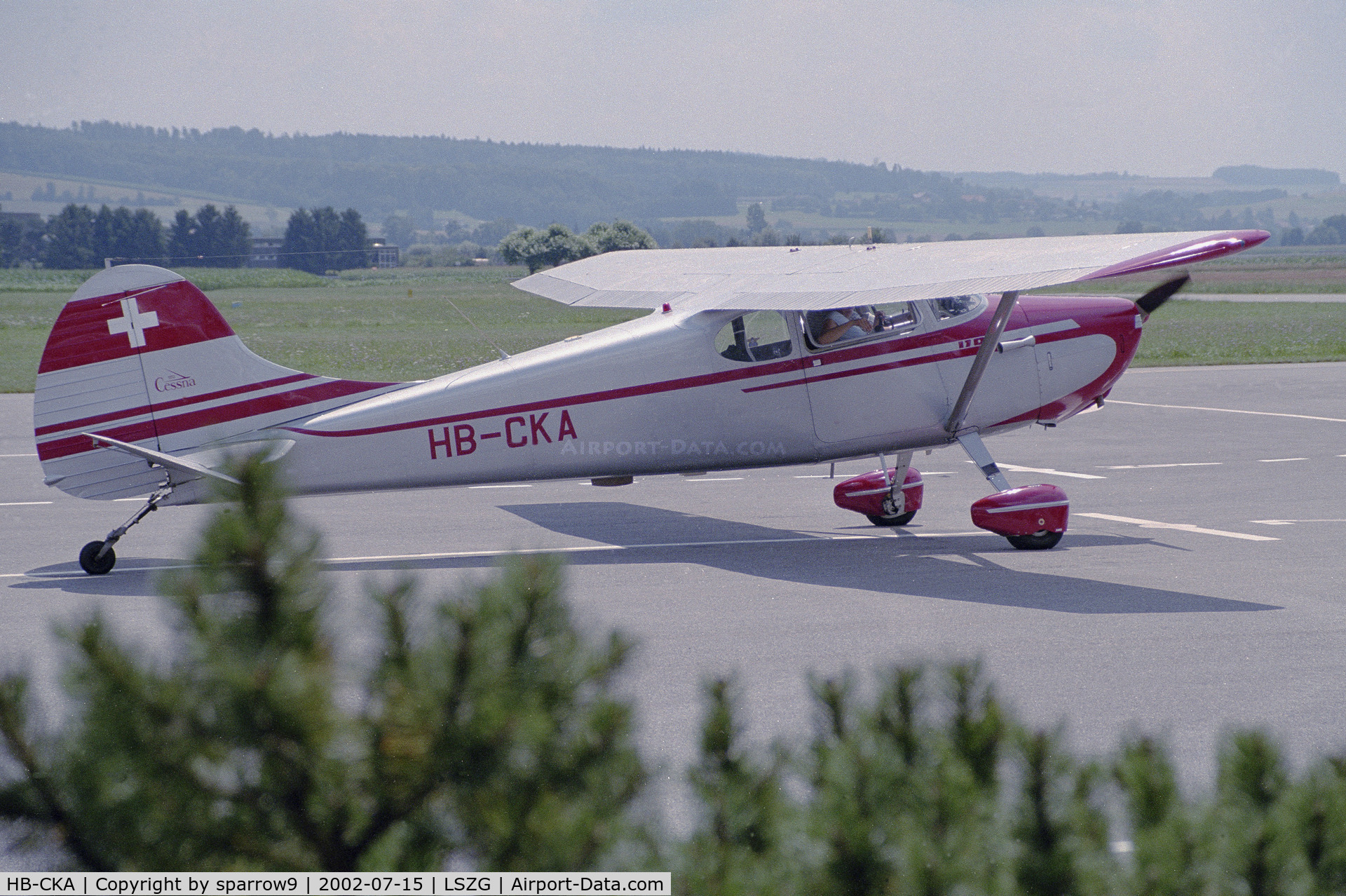 HB-CKA, 1949 Cessna 170A C/N 19135, On the apron at LSZG. Scanned from a slide. HB-registered since 1986-10-01