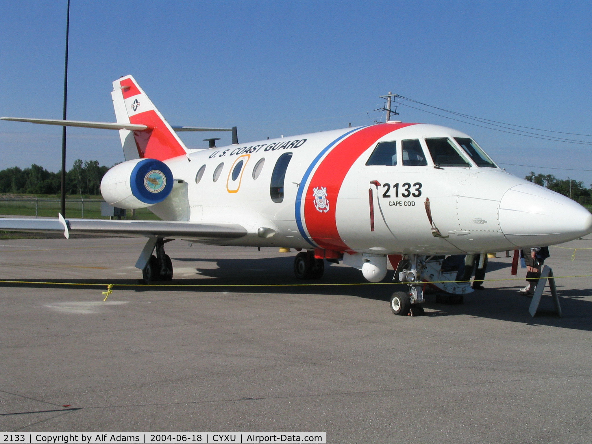 2133, Dassault HU-25C Guardian C/N 456, Displayed at the airshow at London, Ontario, Canada in 2004.