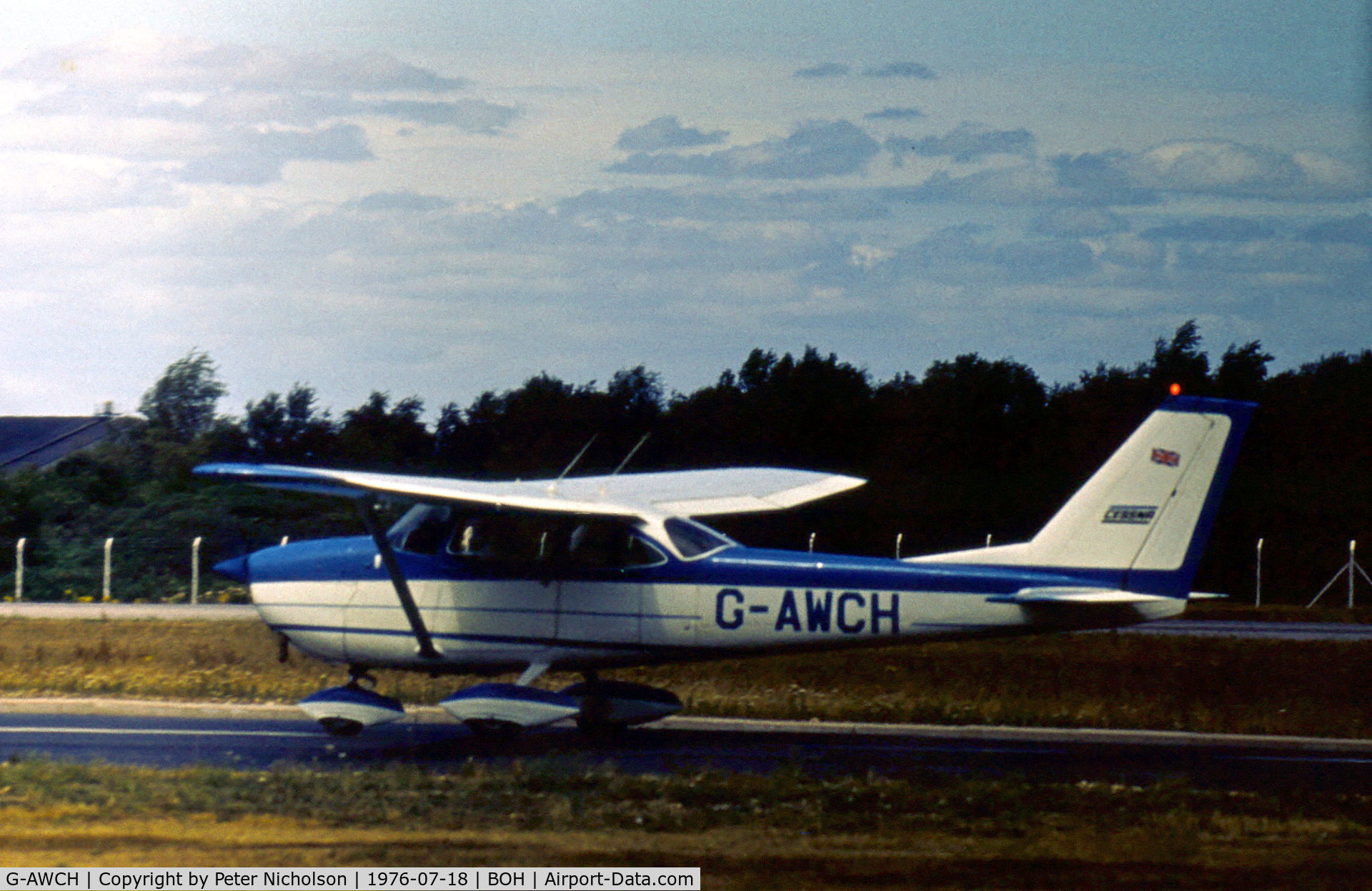 G-AWCH, 1968 Reims F172H Skyhawk C/N 0522, Reims F172H Skyhawk as seen at Bournemouth Hurn in the Summer of 1976.