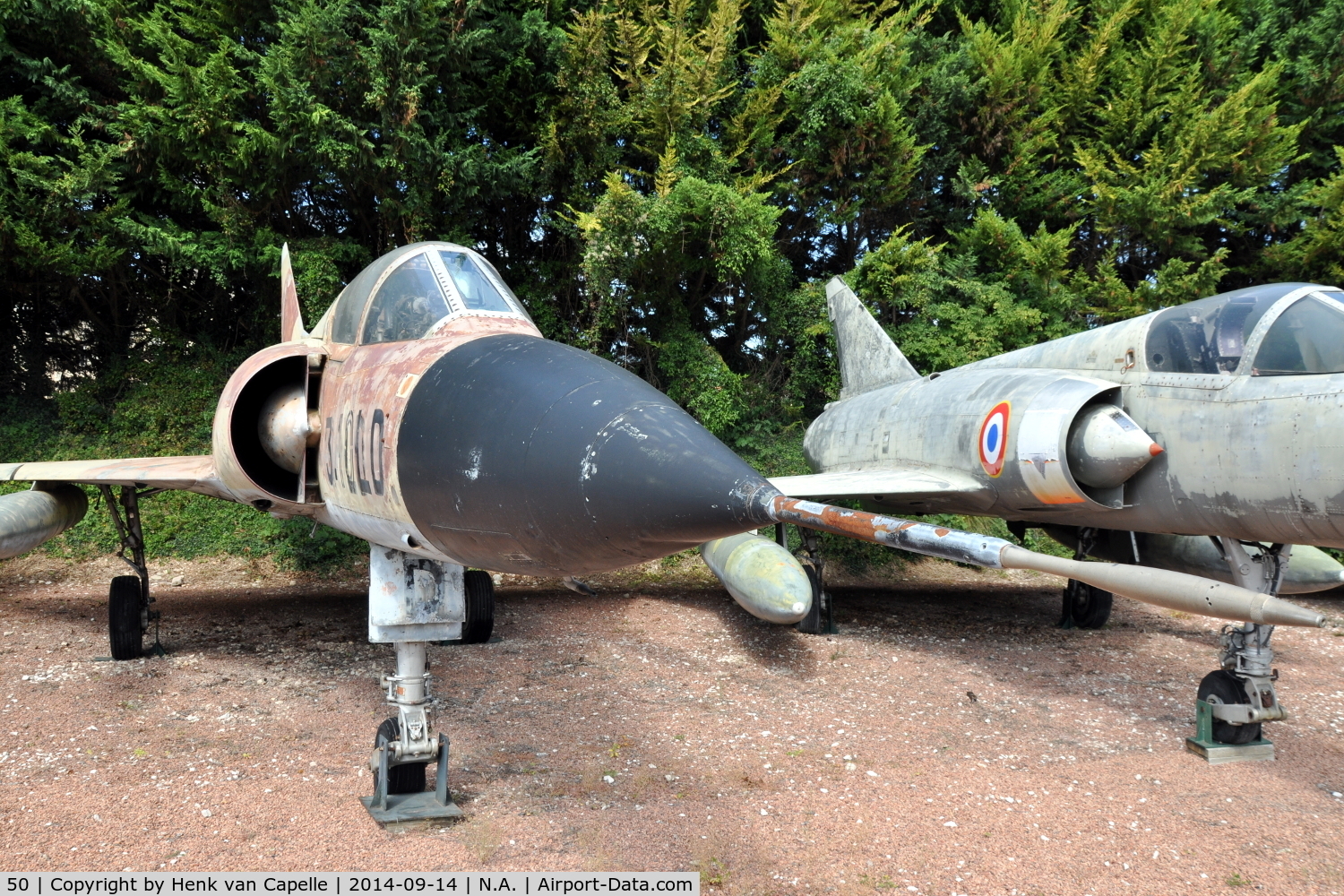 50, Dassault Mirage IIIC C/N 50, Dassault Mirage IIIC of the French Air Force preserved at the Chateau de Savigny aircraft museum.