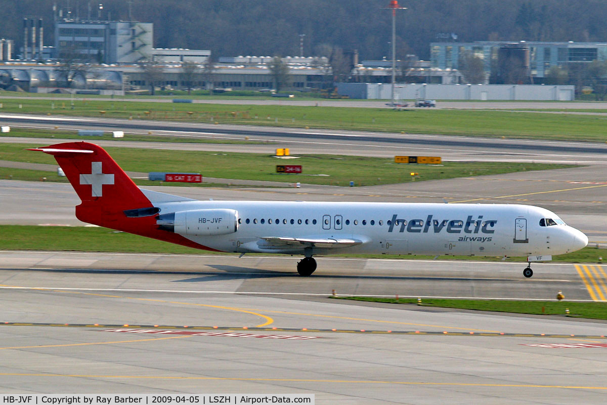 HB-JVF, 1993 Fokker 100 (F-28-0100) C/N 11466, Fokker F-100 [11466] (Helvetic Airways) Zurich~HB 05/04/2009