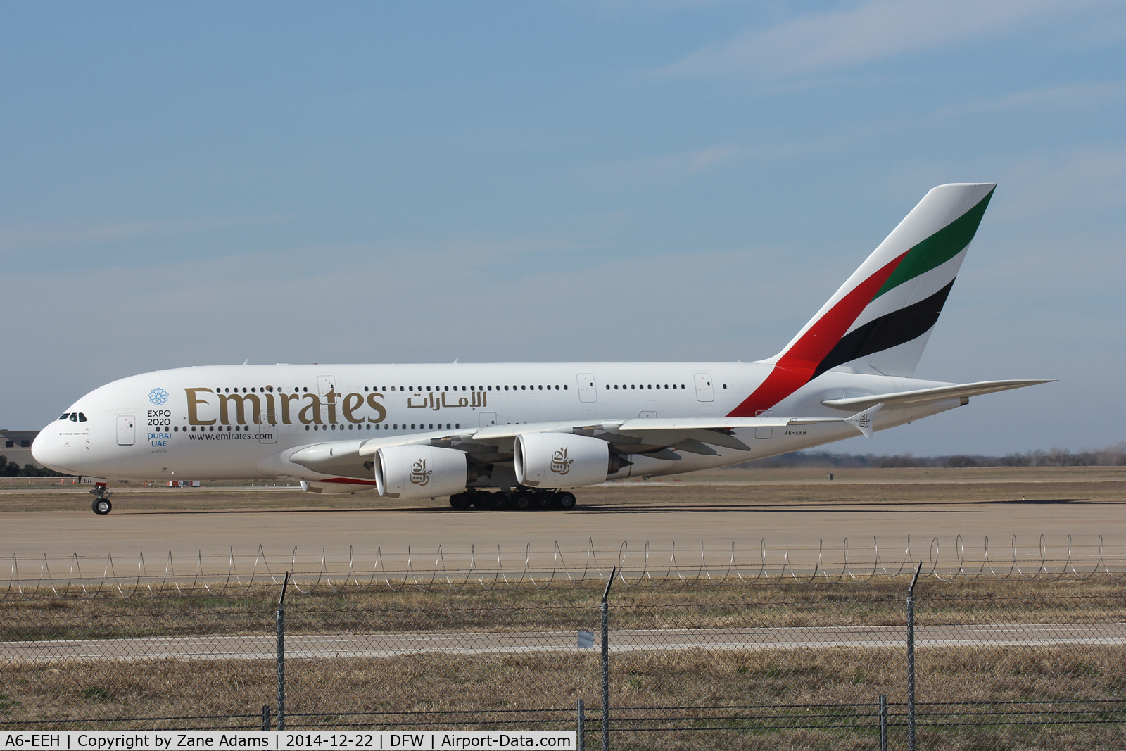 A6-EEH, 2013 Airbus A380-861 C/N 119, At DFW Airport
