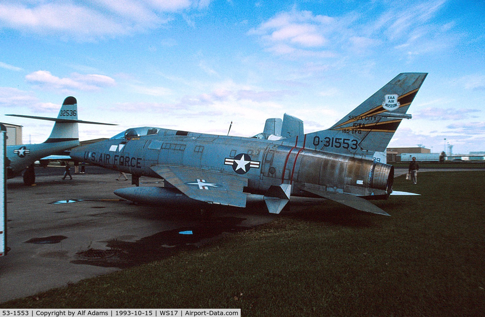 53-1553, 1953 North American F-100A Super Sabre C/N 192-48, At the EAA Museum, Oshkosh, WI in 1993.