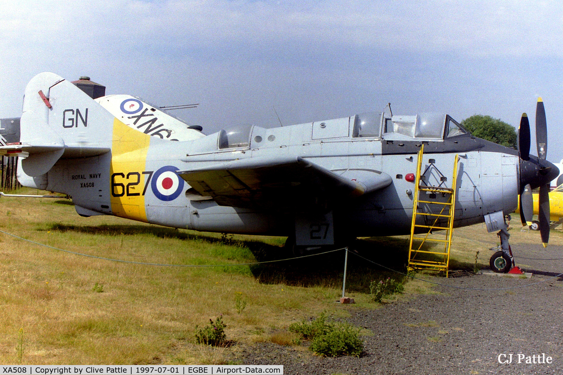 XA508, 1955 Fairey Gannet T.2 C/N F9327, Pictured on display at the Midland Air Museum in July 1997