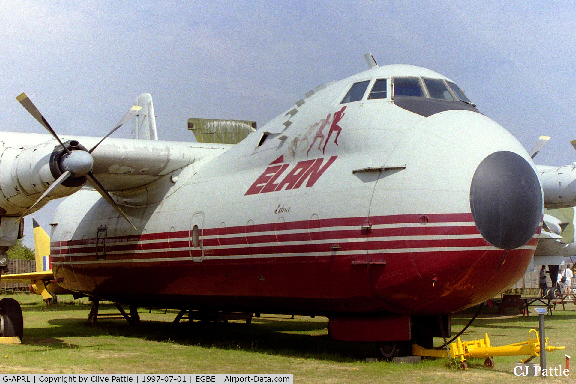 G-APRL, 1959 Armstrong Whitworth AW650 Argosy 101 C/N 6652, On display at the Midland Air Museum, Coventry Airport, in July 1997