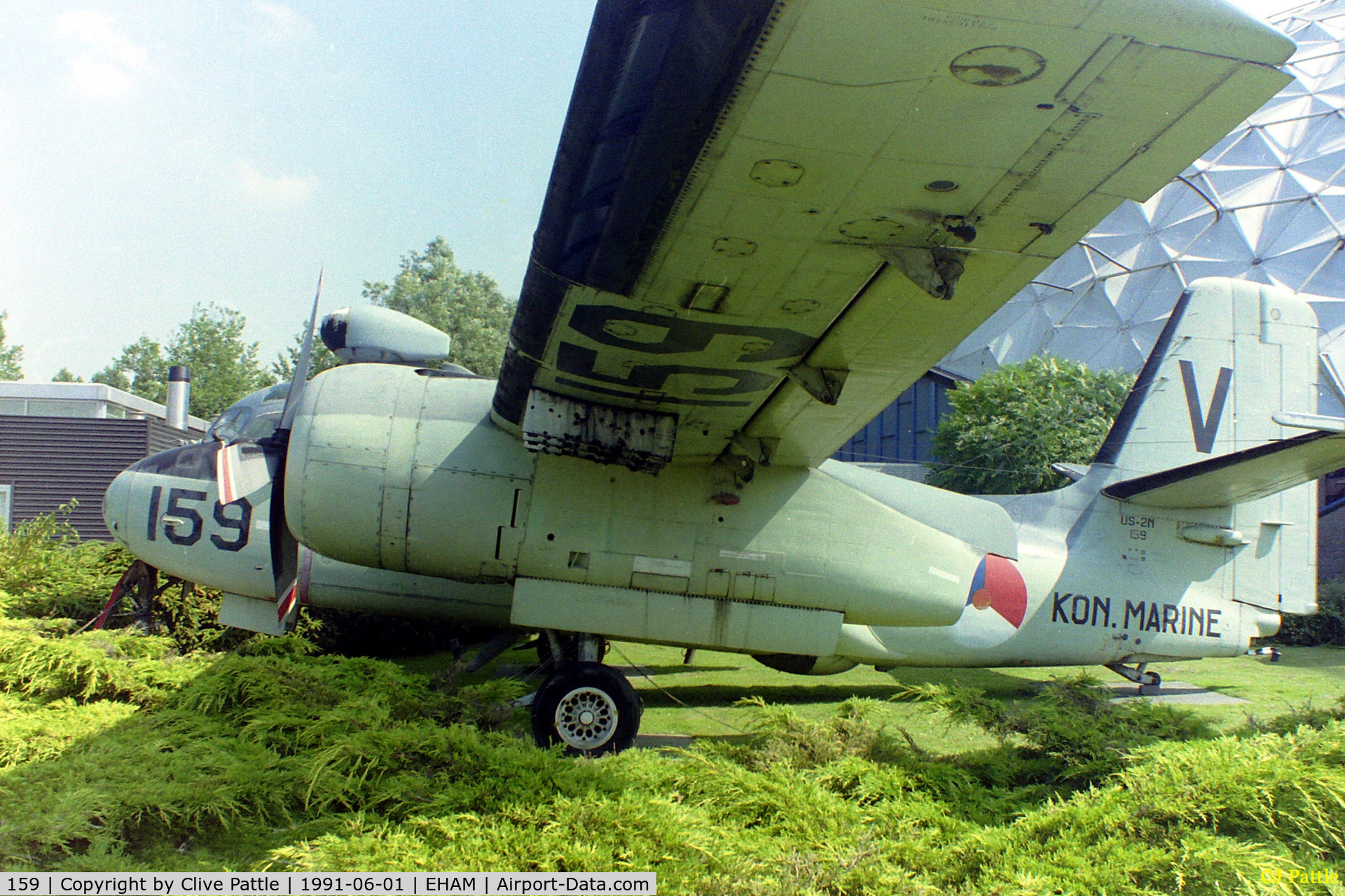 159, Grumman US-2N Tracker C/N 720, Pictured at the Aviodome Museum then situated at Schipol Airport, Amsterdam before its move to Lelystad in 2001 and subsequent deterioration.
