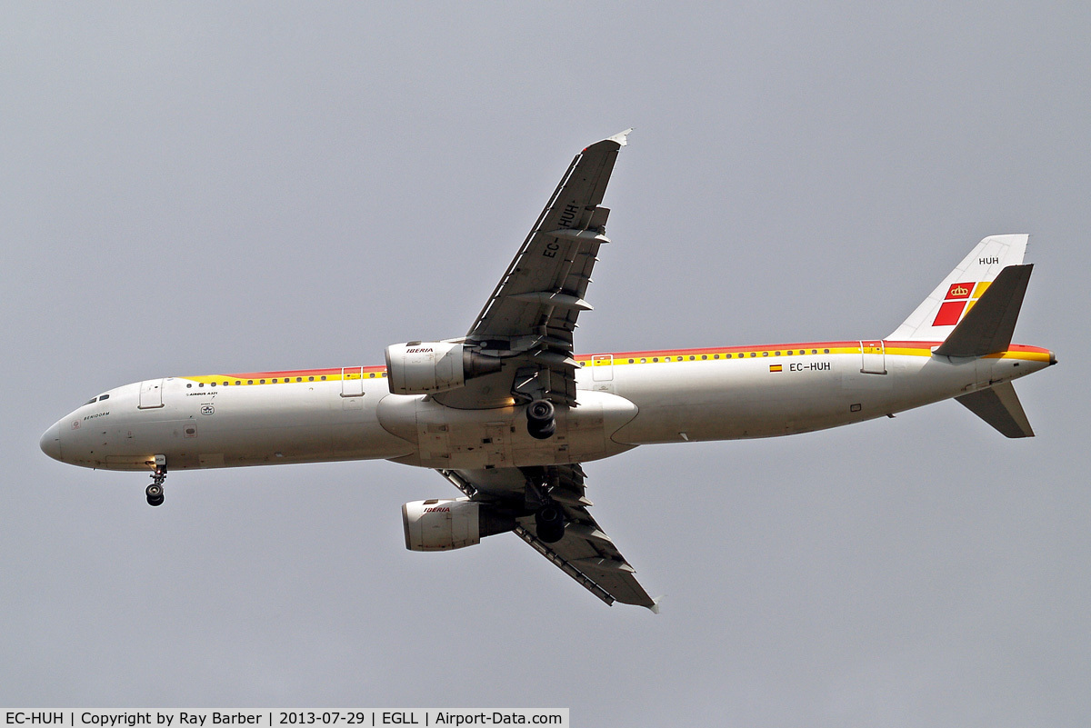 EC-HUH, 1999 Airbus A321-211 C/N 1021, Airbus A321-211 [1021] (Iberia) Home~G 29/07/2013. On approach 27R.