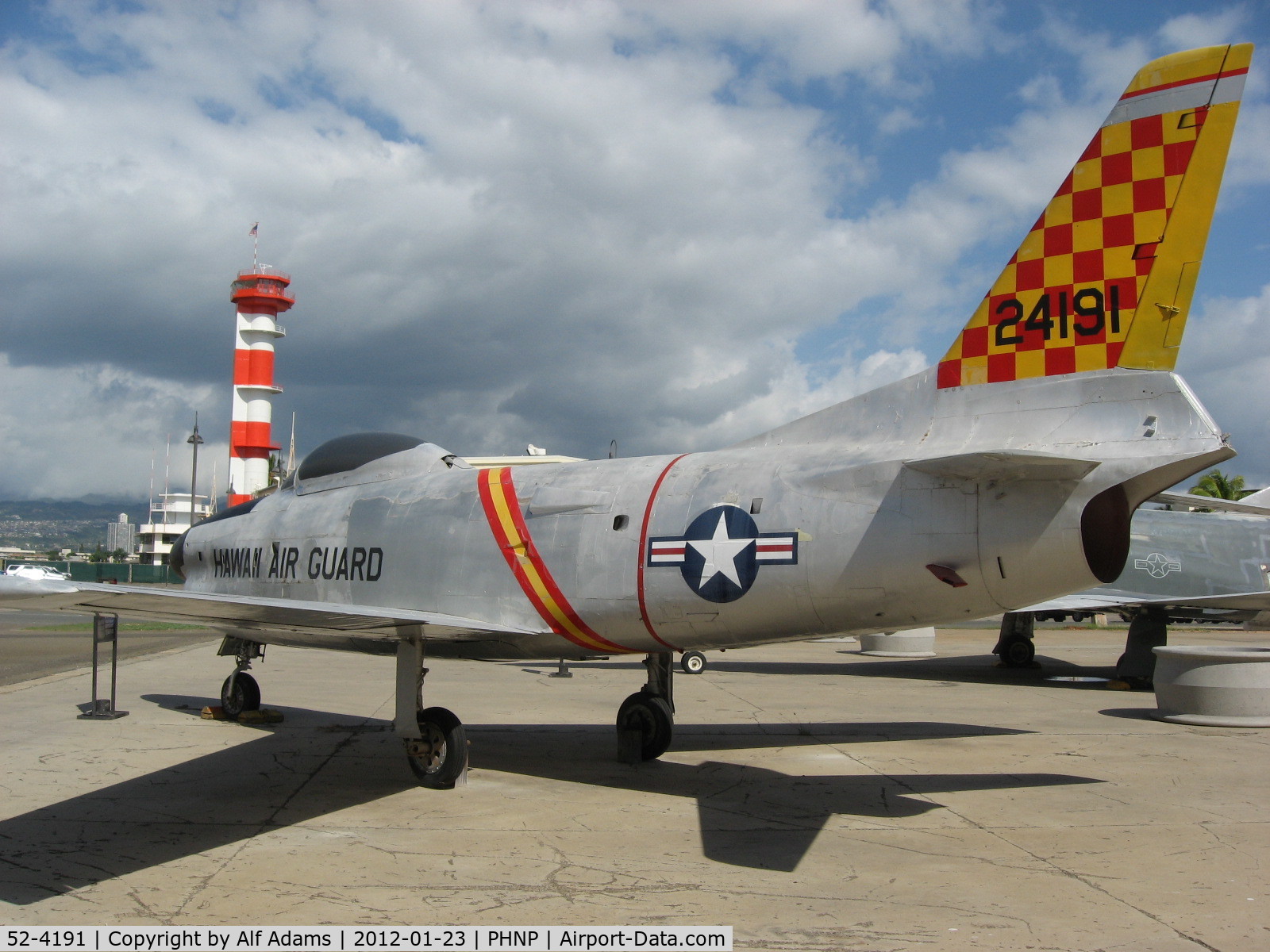 52-4191, 1952 North American F-86L Sabre C/N 190-596, Displayed outside at the Pacific Aviation Museum, Honolulu, Hawaii in 2012.