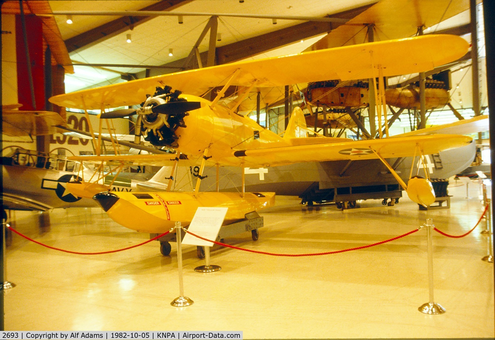 2693, Naval Aircraft Factory N3N-3 C/N Not found 2693, Shown on the floor of the National Naval Aviation Museum in 1982.