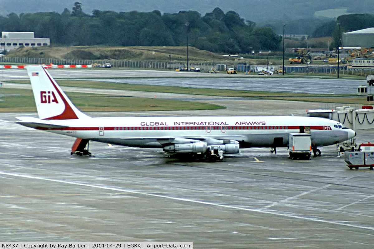 N8437, 1969 Boeing 707-323B C/N 20176, Boeing 707-323B [20176] (Global International Airways) Gatwick~G (date unknown). From a slide.