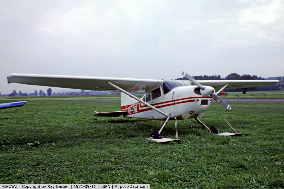 HB-CWZ, 1975 Cessna A185F Skywagon 185 C/N 18502641, Cessna A.185F Skywagon 185 [185-02641] Triengen~HB 11/09/1981. From a slide.