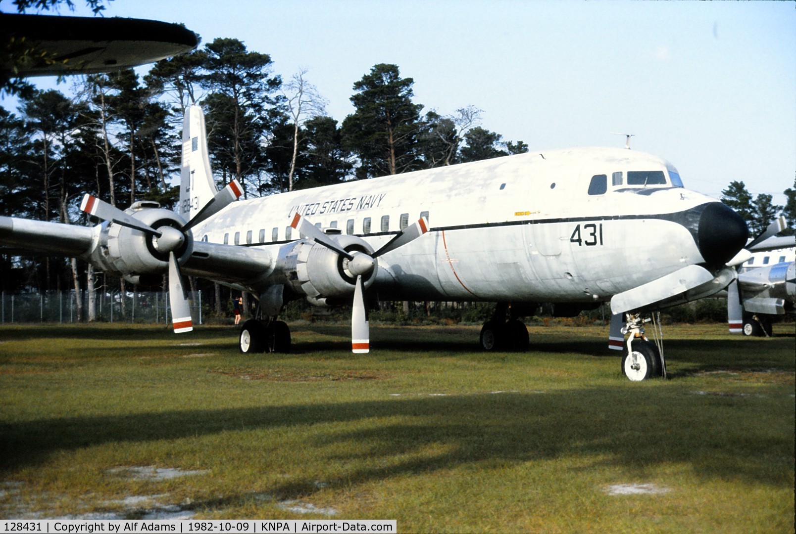 128431, 1952 Douglas VC-118B Liftmaster (R6D-1) C/N 43404, Displayed at the National Naval Aviation Museum, Pensacola, Florida in 1982.
