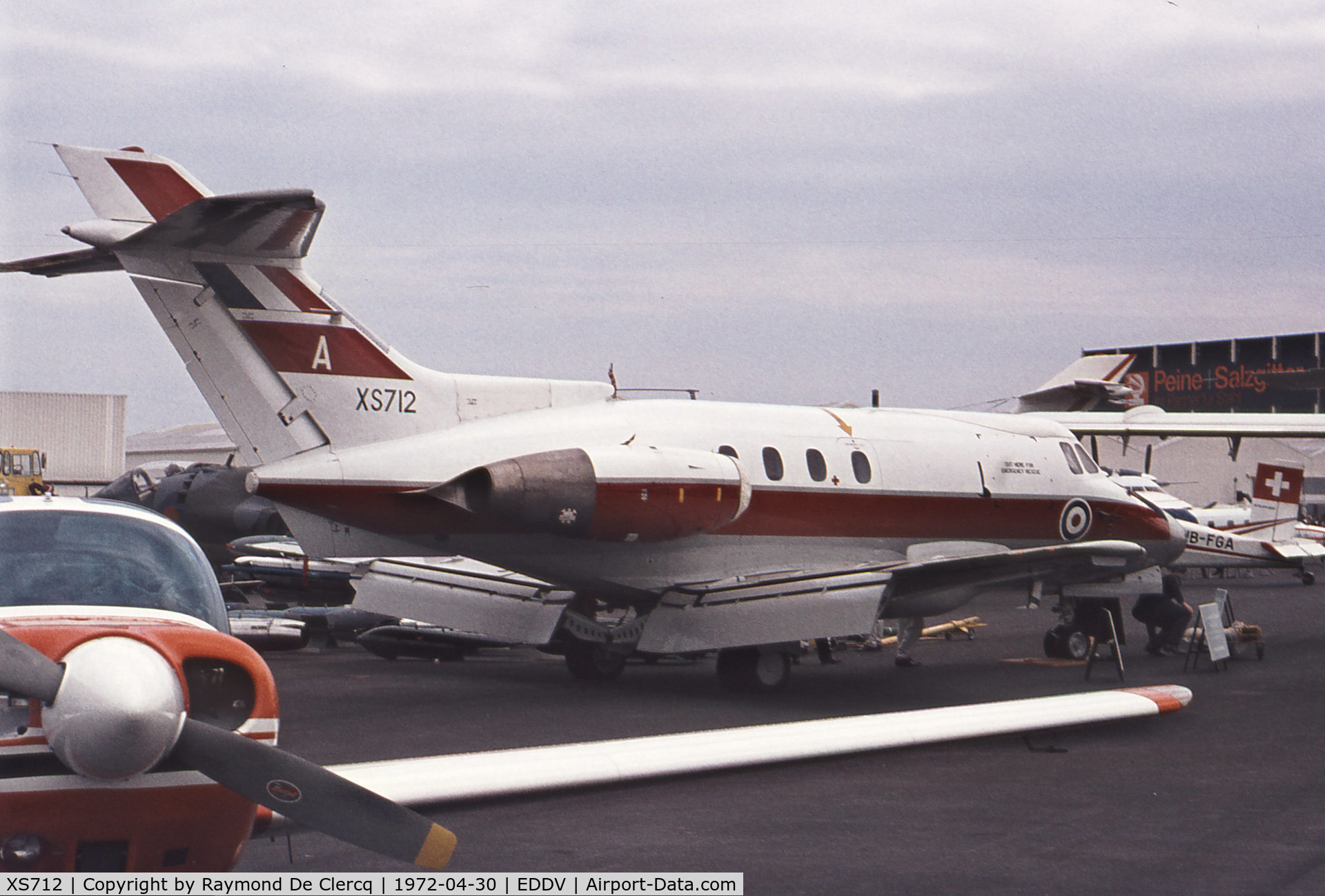 XS712, 1965 Hawker Siddeley HS.125 Dominie T.1 C/N 25040, Hanover airshow 1972.