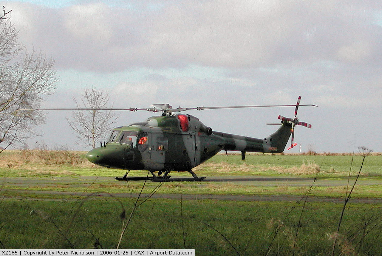 XZ185, 1978 Westland Lynx AH.7 C/N 069, Lynx AH.7, Callsign Dragon 1, of 653 Squadron on deployment to Carlisle in January 2006.