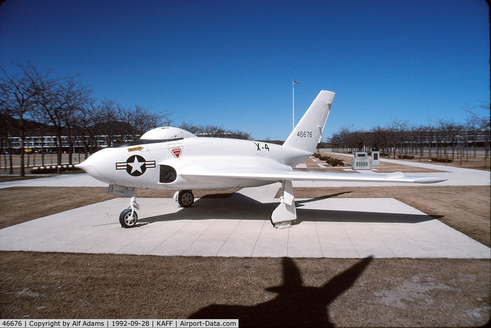 46676, 1946 Northrop X-4 Bantam C/N 46-676, Displayed at the USAF Academy, Colorado Springs, Colorado in 1992. It is now at the Air Force Flight Test Museum, Edwards Air Force Base, California.