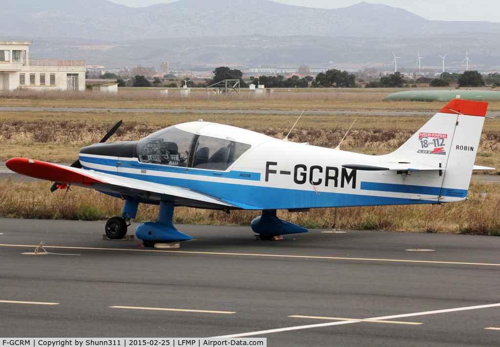 F-GCRM, Robin R-1180TD Aiglon C/N 257, Parked at the Airclub with additional 'Sapeur Pompier / 18 ou 112 / Lot' patch...