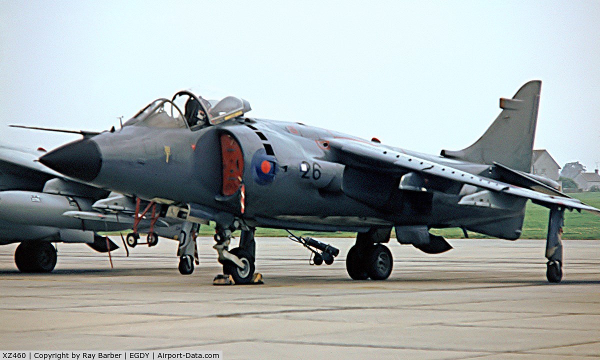 XZ460, 1980 British Aerospace Sea Harrier FRS.1 C/N 41H-912014, BAe Sea Harrier FRS.1 [41H-912014] (Royal Navy) RNAS Yeovilton~G 31/07/1982. From a slide.