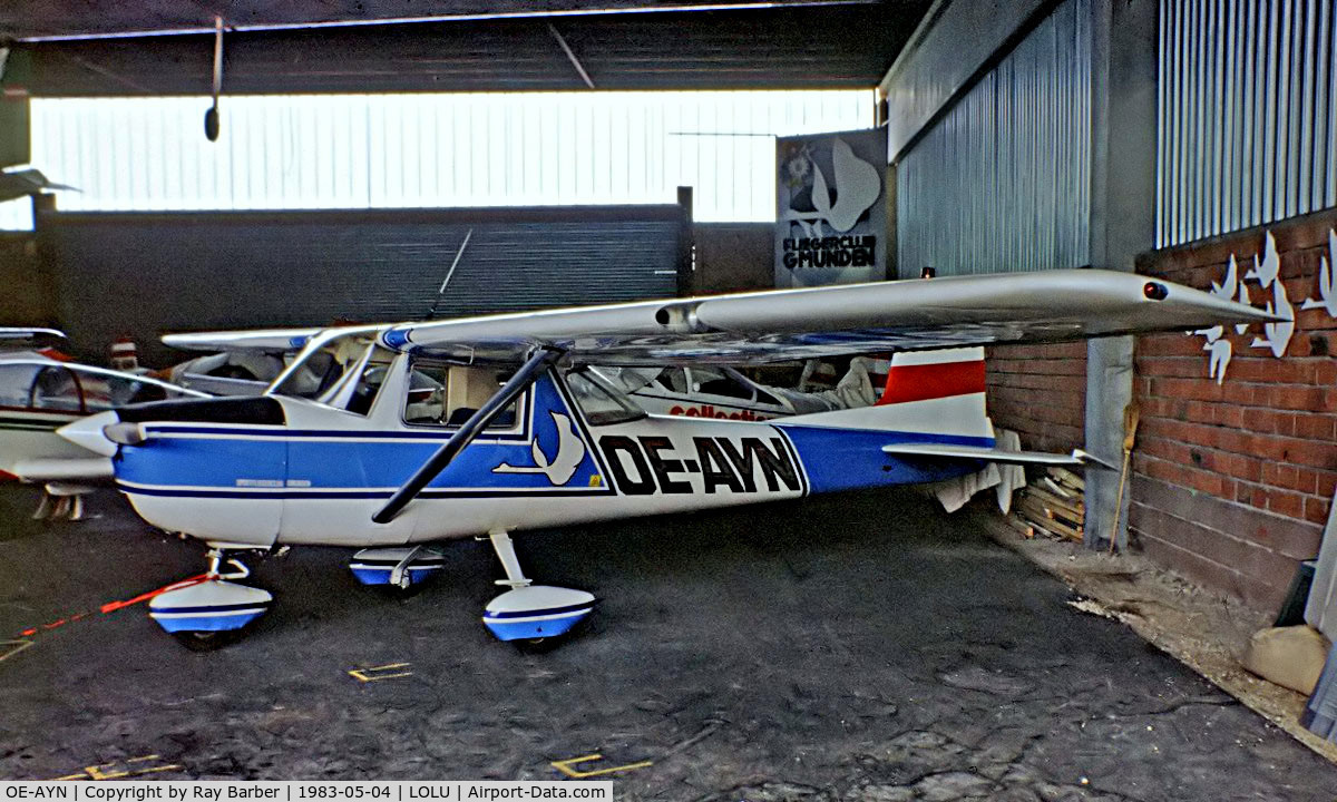 OE-AYN, 1964 Cessna 150D C/N 15060596, Cessna 150D [150-60596] Gmunden~OE 04/05/1983. From a slide.