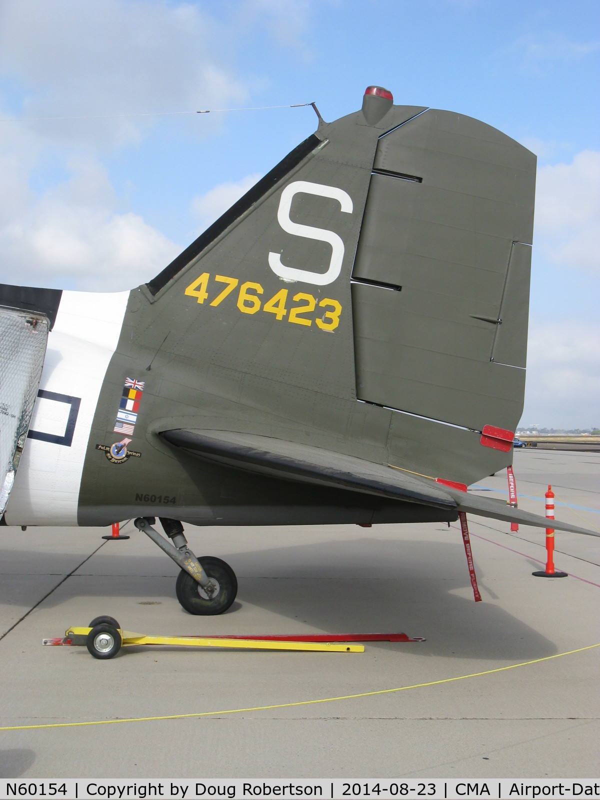 N60154, 1943 Douglas C-47B-25-DK Skytrain (Dakota III) C/N 16007/32755, 1943 Douglas DC-3C as C47B 'What's Up Doc?', two P&W R-1830-92 14 cylinder radials 1,200 Hp each, tail data