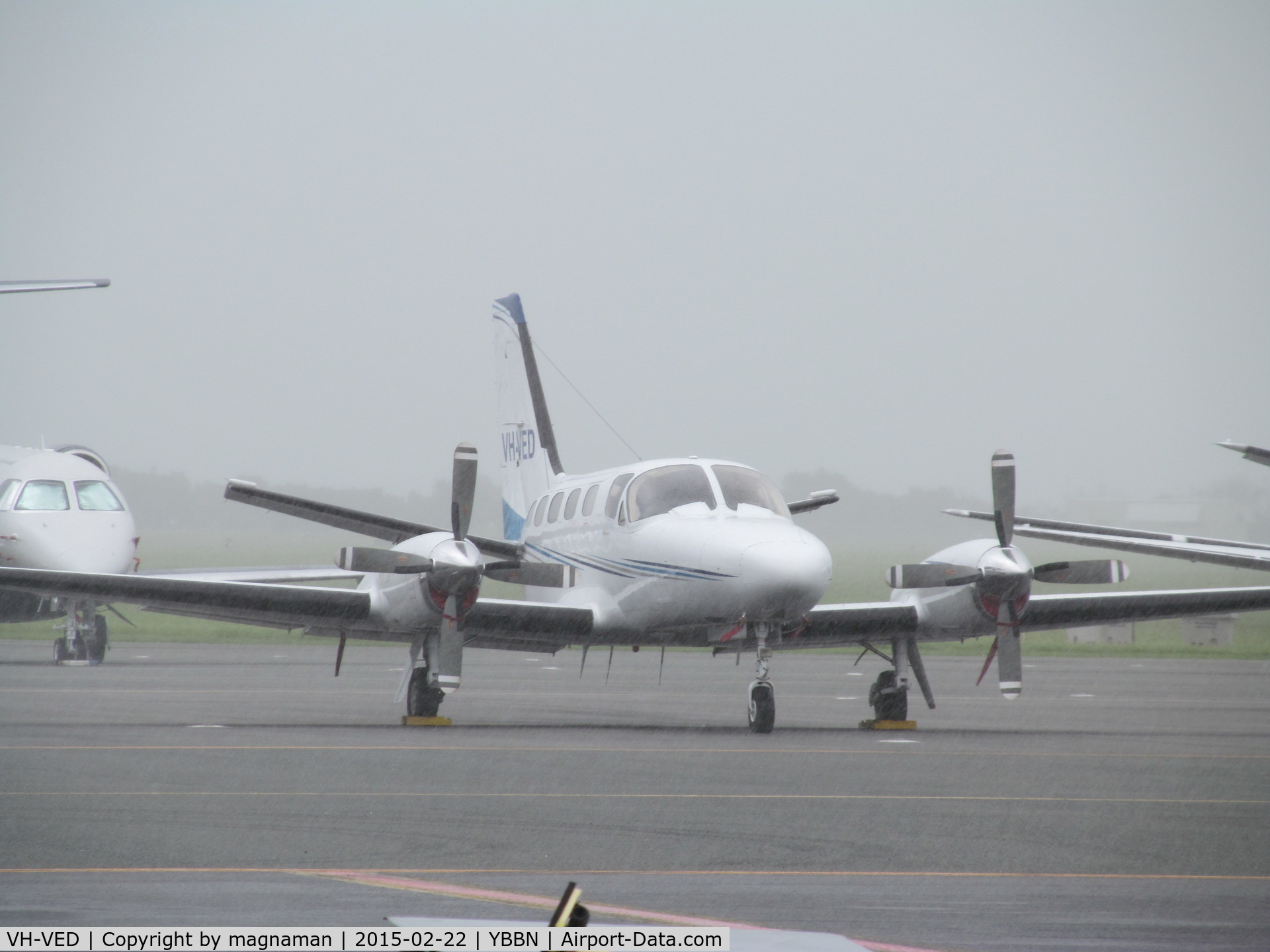 VH-VED, 1981 Cessna 441 Conquest II C/N 441-0272, on GA apron