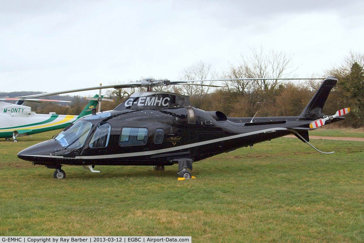 G-EMHC, 2008 Agusta A-109E Power C/N 11721, Agusta A.109E Power [11721] Cheltenham~G 12/03/2013. Now with titles behind the cabin.