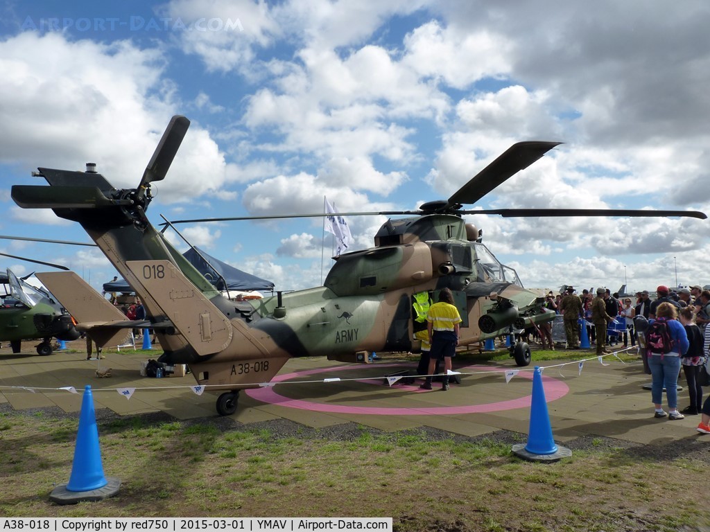 A38-018, Eurocopter EC-665 Tiger ARH C/N 4018/ARH18, A38-018 on static display at Avalon Air Show 2015