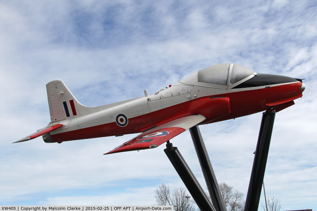XW405, 1971 BAC 84 Jet Provost T.5A C/N EEP/JP/1027, BAC 84 Jet Provost T.5A now displayed at Hartlepool College campus. February 25th 2015. See http://www.hartlepoolfe.ac.uk/collegesaircrafttakesskies/