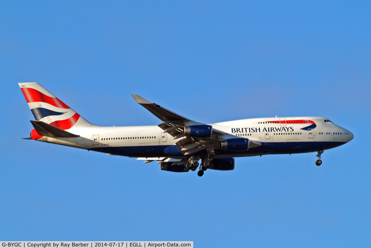 G-BYGC, 1999 Boeing 747-436 C/N 25823, Boeing 747-436 [25823] (British Airways) Home~G 17/07/2014. On approach 27L.