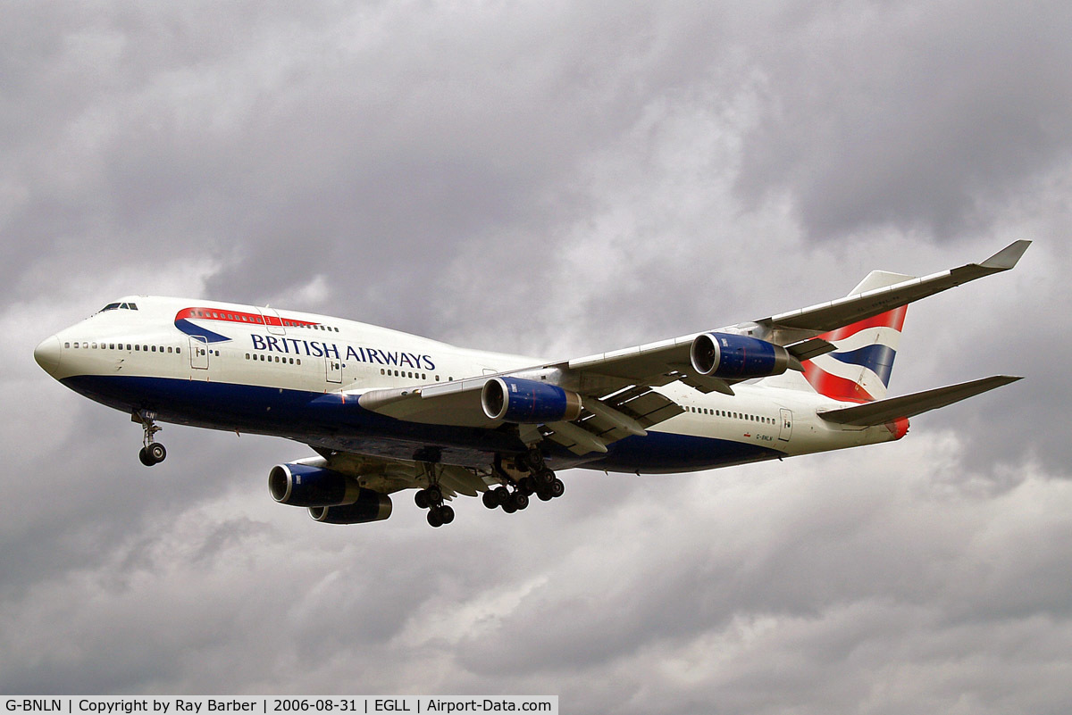 G-BNLN, 1990 Boeing 747-436 C/N 24056, Boeing 747-436 [24056] (British Airways) Heathrow~G 31/08/2006. On finals 27L.