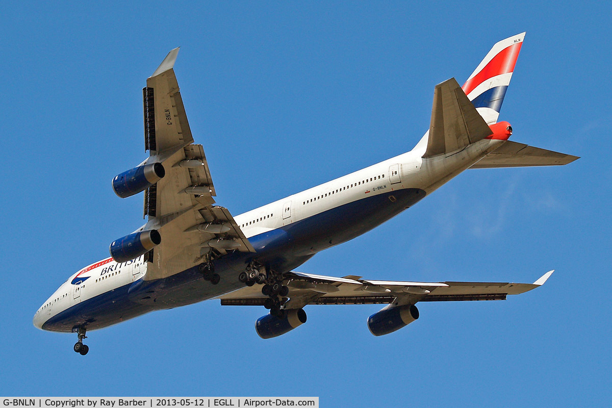 G-BNLN, 1990 Boeing 747-436 C/N 24056, G-BNLN   Boeing 747-436 [24056] (British Airways) Home~G 12/05/2013. On approach 27R.