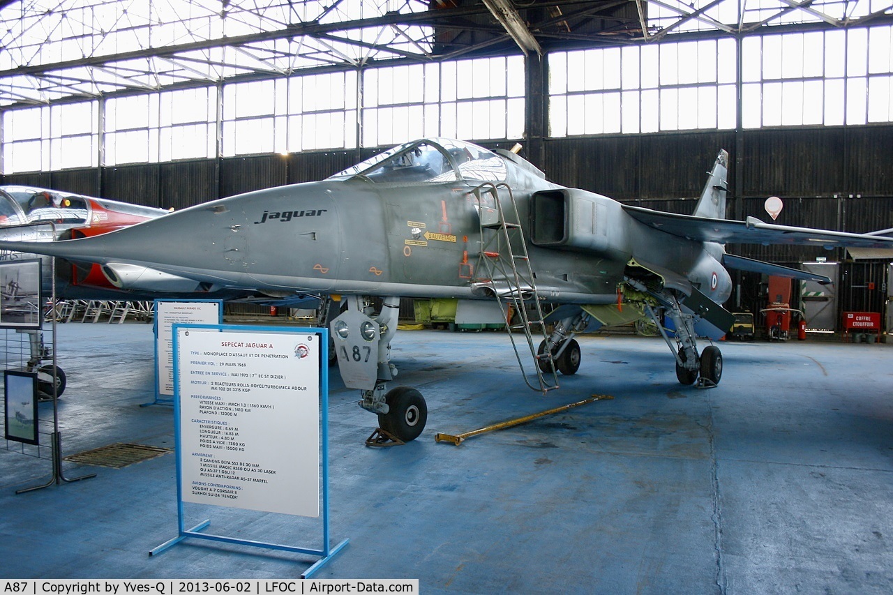 A87, Sepecat Jaguar A C/N A87, Sepecat Jaguar A, Canopée Museum Châteaudun Air Base (LFOC)